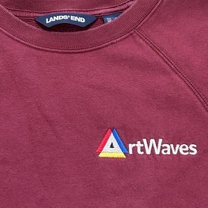 90s/Y2k Custom Lands' End ‘ArtWaves’ sweatshirt w/ embroidered graphic logo